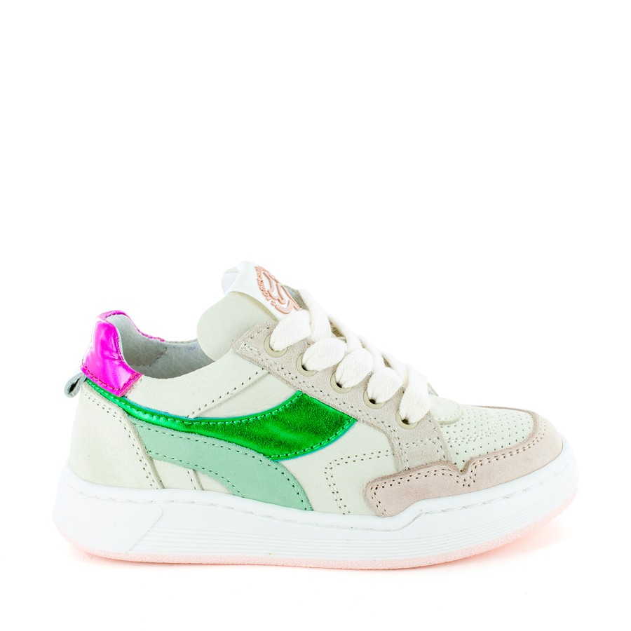 Girls STONES and BONES Low Shoes | Revin Calf Cream + Green - Stones And Bones