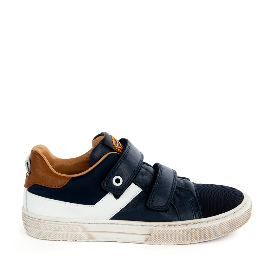 Boys STONES and BONES Mid Shoes | Perun Calf Navy + White - Stones And Bones