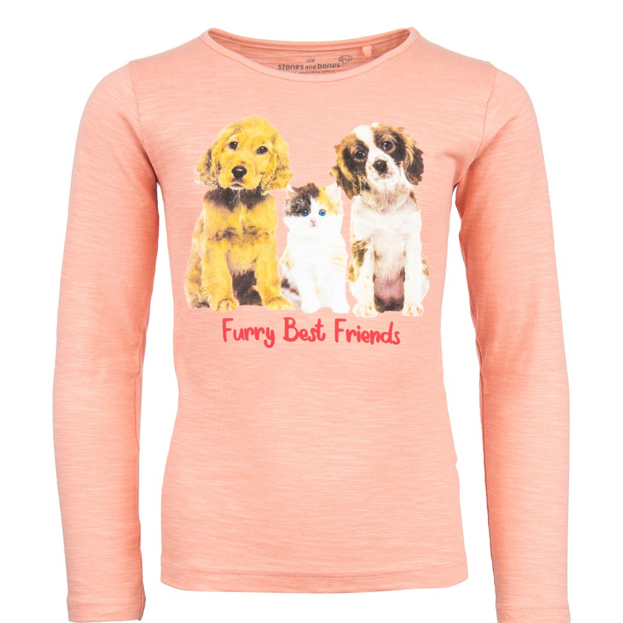 Girls STONES and BONES T-Shirts With Long Sleeves | Blissed - Furry Pink - Stones And Bones