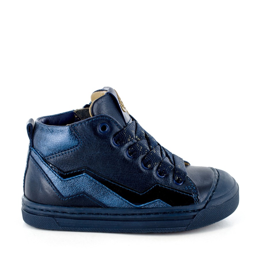 Girls STONES and BONES Mid Shoes | Dilap Calf - Metal Navy - Stones And Bones