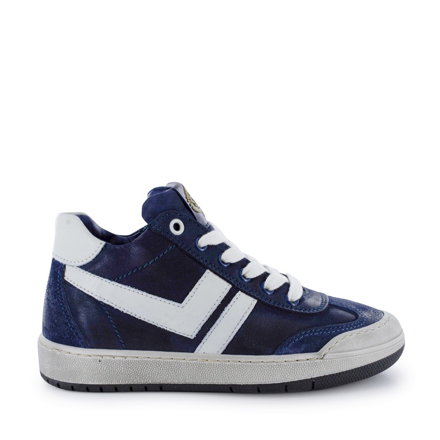 Boys STONES and BONES Mid Shoes | Noles Calf Navy + Ivor - Stones And Bones