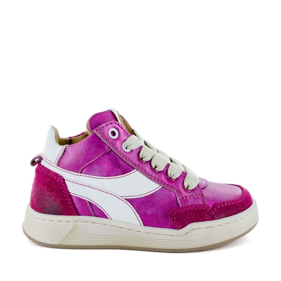 Girls STONES and BONES Mid Shoes | Rivet Calf - Metal Fuchsia - Stones And Bones