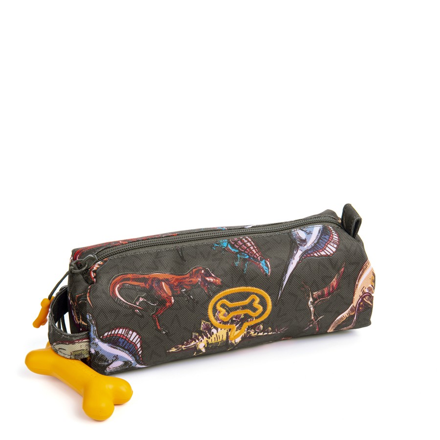 Boys STONES and BONES Pencil Cases | Oregon 2.0 - Dinosaurs Khaki - Stones And Bones