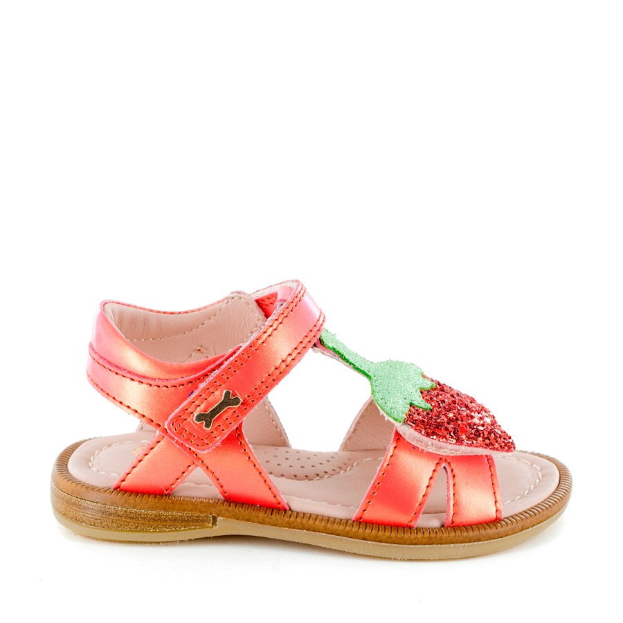 Girls STONES and BONES Sandals | Strav Calf Perl - Glitter Coral - Stones And Bones