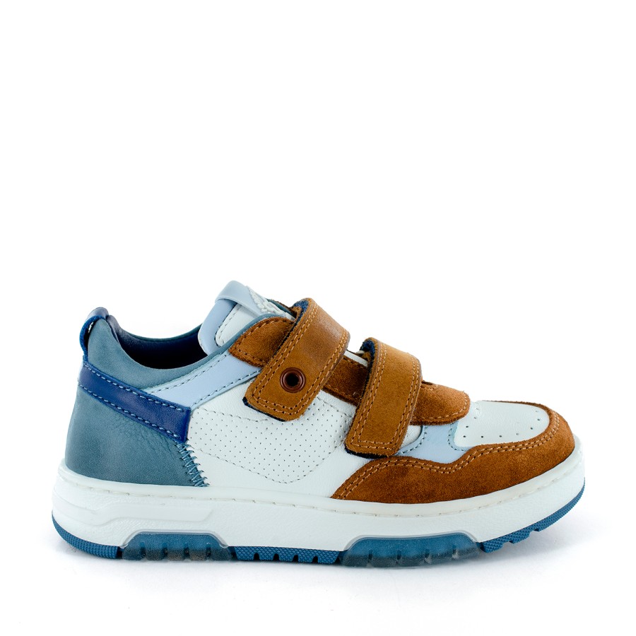 Boys STONES and BONES Low Shoes | Romit Crs - Calf White + Brandy - Stones And Bones