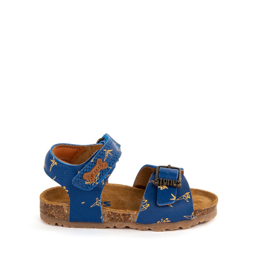 Boys STONES and BONES Sandals | Losto Calf Electric Blue + Orange Fluo - Stones And Bones