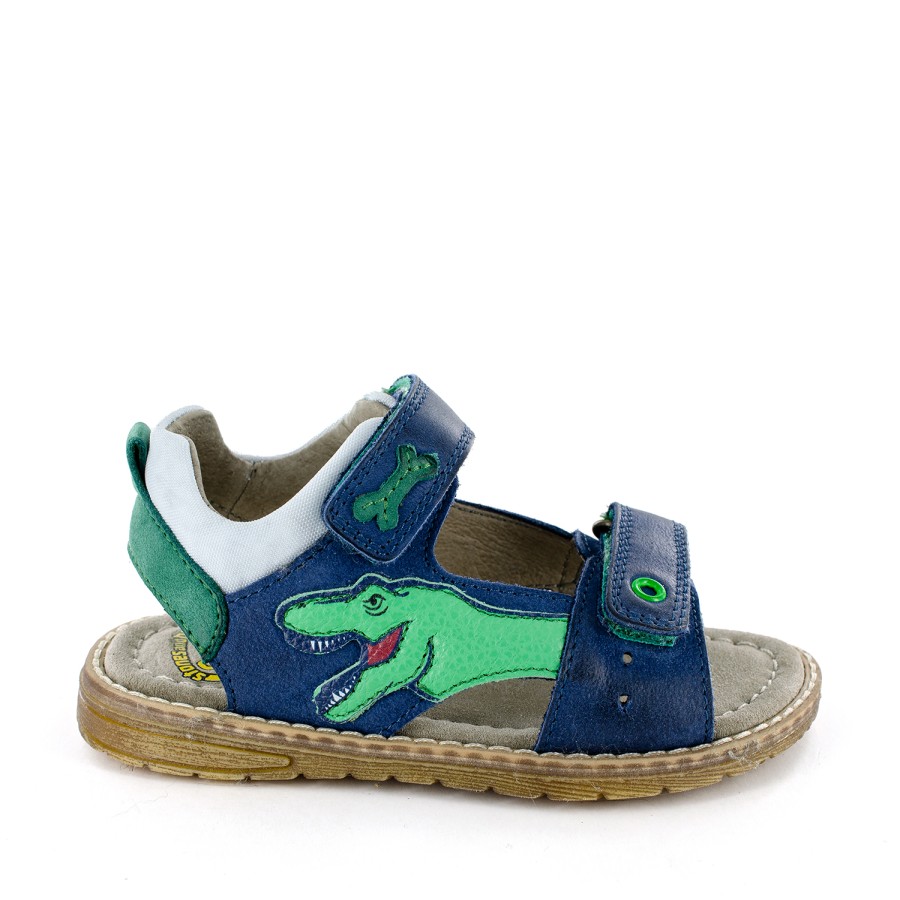 Boys STONES and BONES Sandals | Dinos Calf Navy + Green - Stones And Bones