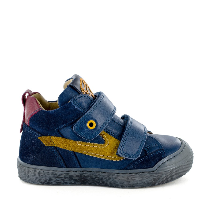 Boys STONES and BONES Mid Shoes | Gobes Calf Navy + Ocre - Stones And Bones