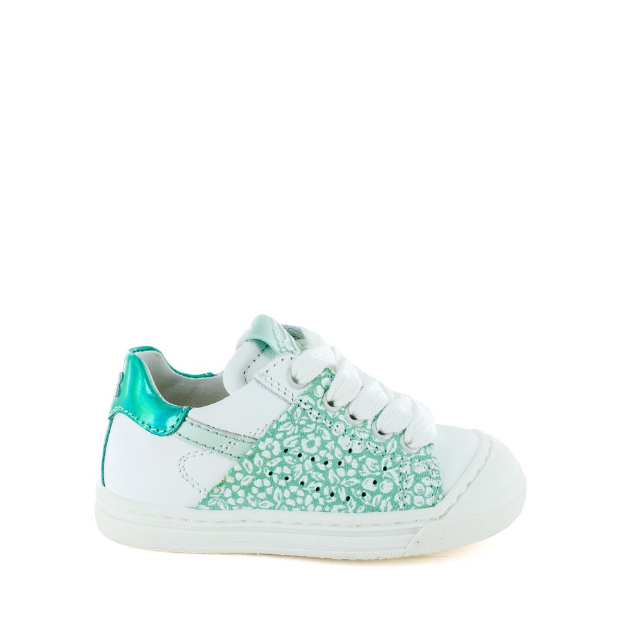 Girls STONES and BONES Low Shoes | Mile Calf White + Aqua - Stones And Bones