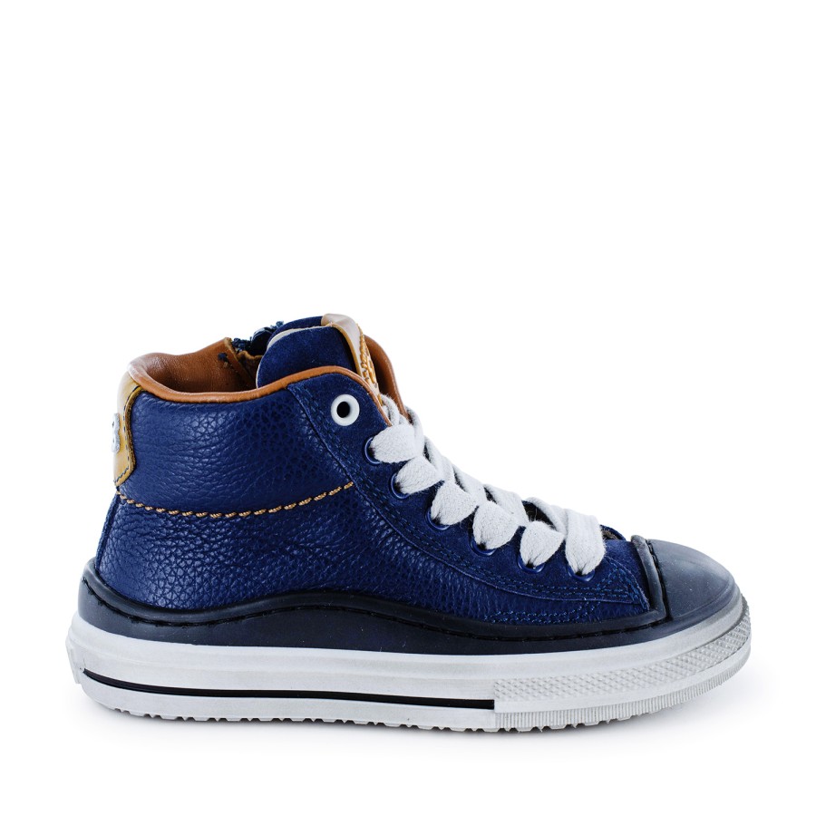 Boys STONES and BONES Mid Shoes | Ledot Calf - Crs Blue - Stones And Bones