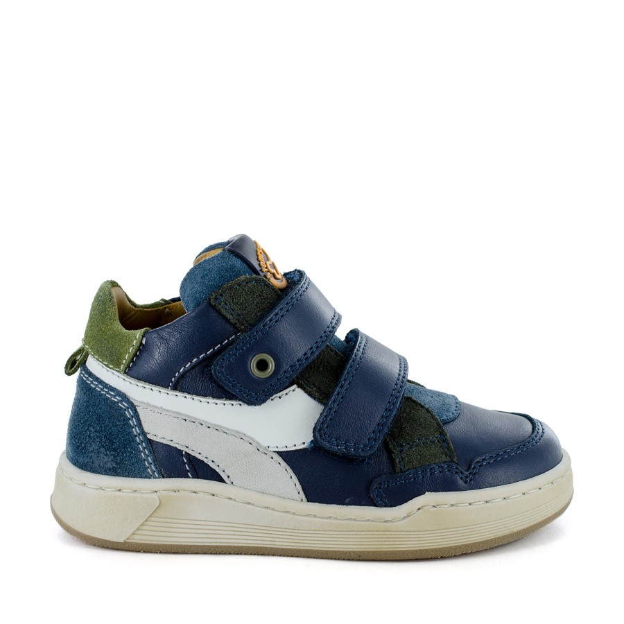 Boys STONES and BONES Mid Shoes | Ricat Calf Navy + Off White - Stones And Bones