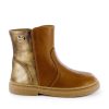 Girls STONES and BONES Half Boots | Pamir Calf - Metal Cognac + Gold - Stones And Bones