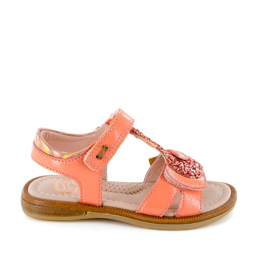 Girls STONES and BONES Sandals | Swap Calf - Glitter Salmon - Stones And Bones