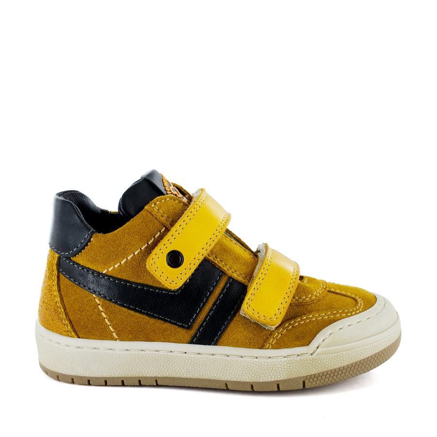 Boys STONES and BONES Mid Shoes | Notas Crs - Calf Ocre + Black - Stones And Bones