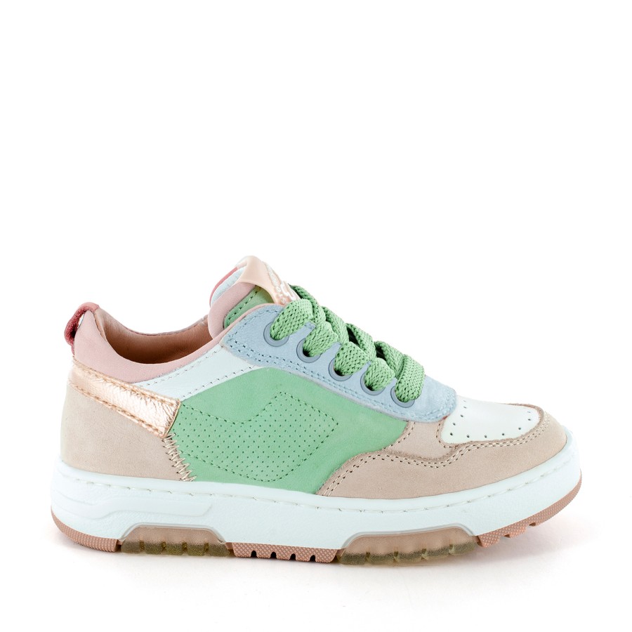 Girls STONES and BONES Low Shoes | Renie Calf Nude + Mint - Stones And Bones