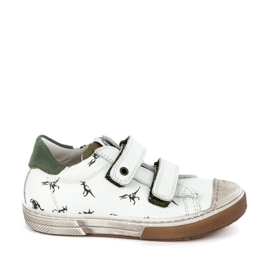 Boys STONES and BONES Low Shoes | Rusbe Calf White + Moss - Stones And Bones