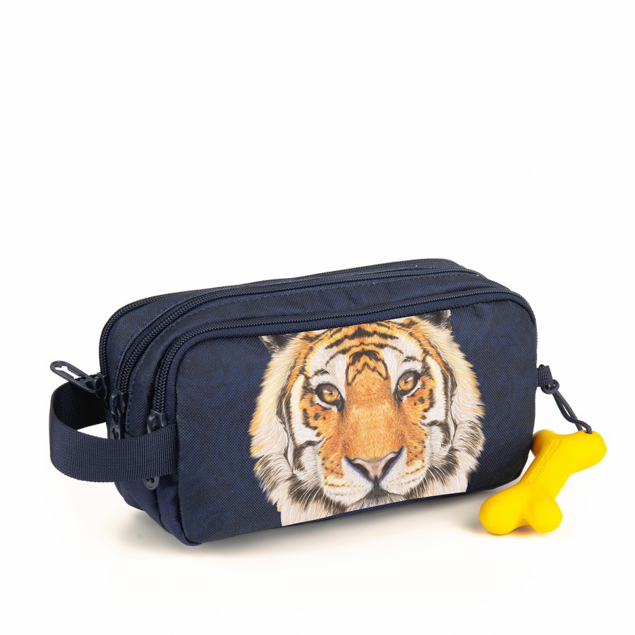 Boys STONES and BONES Pencil Cases | Rowan 2.0 - Tiger Indigo - Stones And Bones