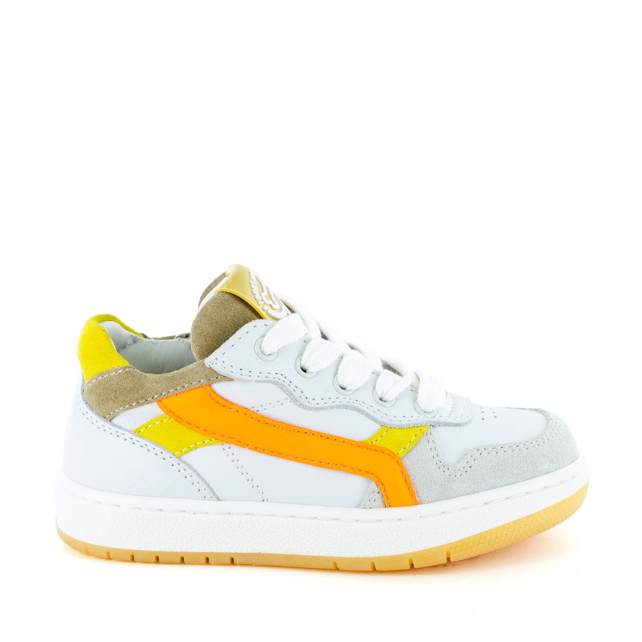 Girls STONES and BONES Low Shoes | Lesti Calf - Crs Off White + Orange Fluo - Stones And Bones