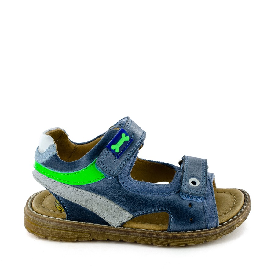 Boys STONES and BONES Sandals | Drops Crs Denim + Green Fluo - Stones And Bones