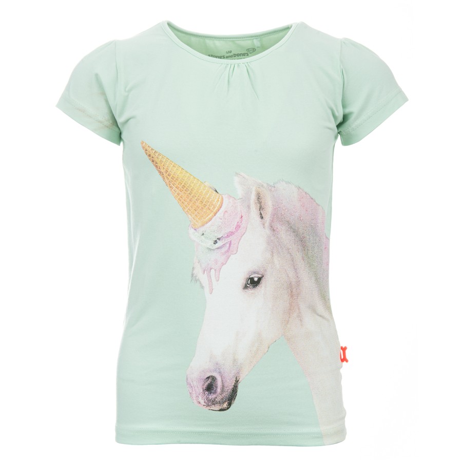 Girls STONES and BONES T-Shirts Short Sleeves | Florene - Unicorn Mint - Stones And Bones