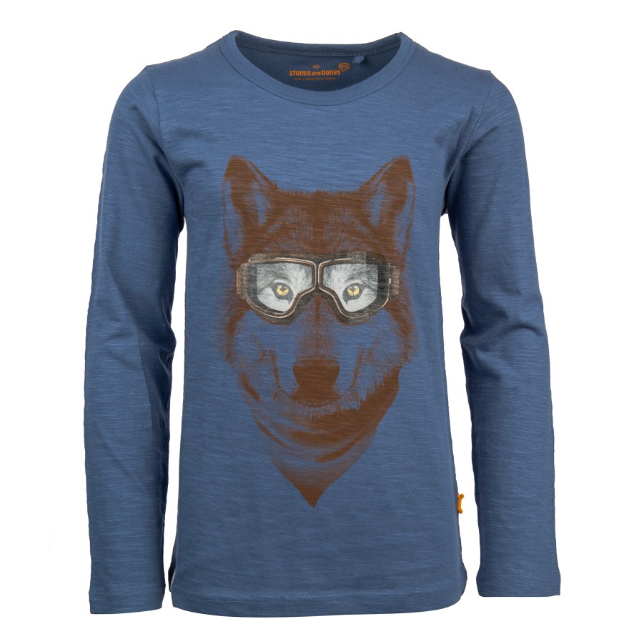 Boys STONES and BONES T-Shirts With Long Sleeves | Skipper - Wolf Denim - Stones And Bones