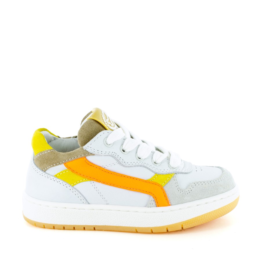 Boys STONES and BONES Low Shoes | Lesti Calf - Crs Off White + Orange Fluo - Stones And Bones