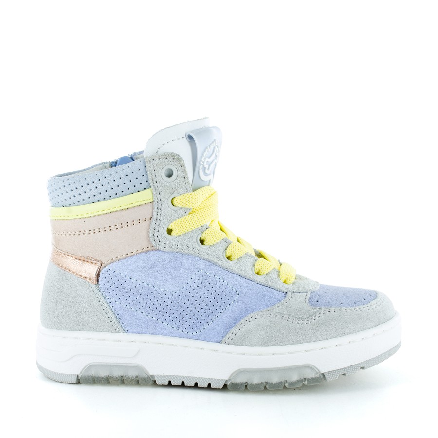 Girls STONES and BONES Mid Shoes | Ricet Crs - Calf Ice-Blue + Off White - Stones And Bones