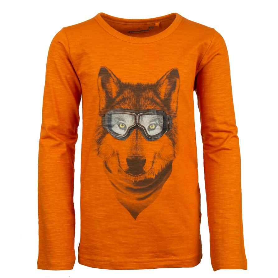 Boys STONES and BONES T-Shirts With Long Sleeves | Skipper - Wolf Ocre - Stones And Bones