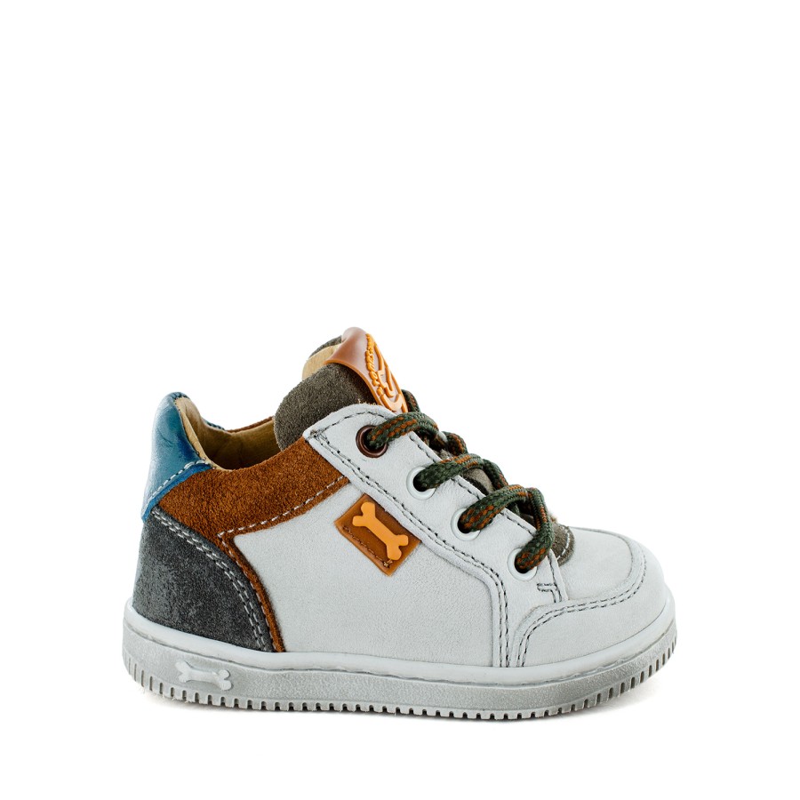 Boys STONES and BONES Mid Shoes | Nalo Calf Off White + Smoke - Stones And Bones