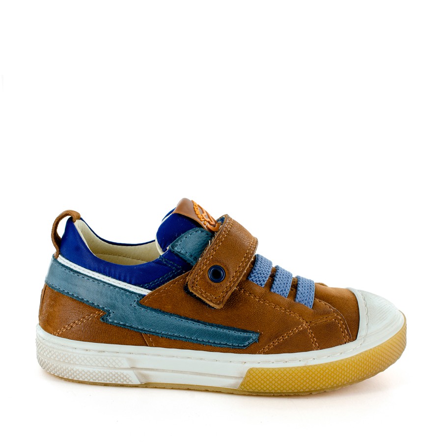 Boys STONES and BONES Low Shoes | Ronet Calf Cuoio + Blue - Stones And Bones