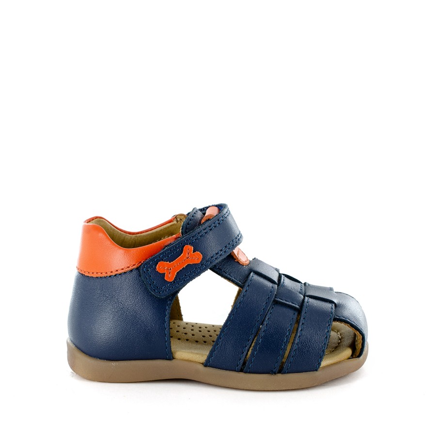 Boys STONES and BONES Sandals | Saro Calf Navy + Brick - Stones And Bones