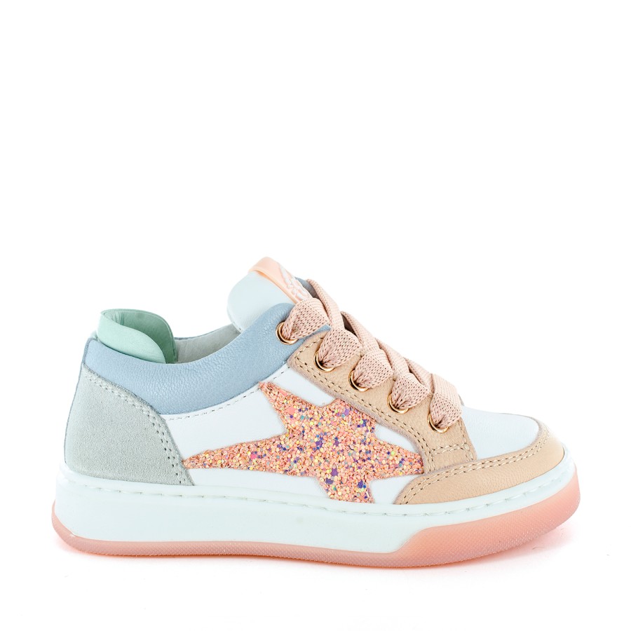 Girls STONES and BONES Low Shoes | Dorat Calf White + Old Rose - Stones And Bones