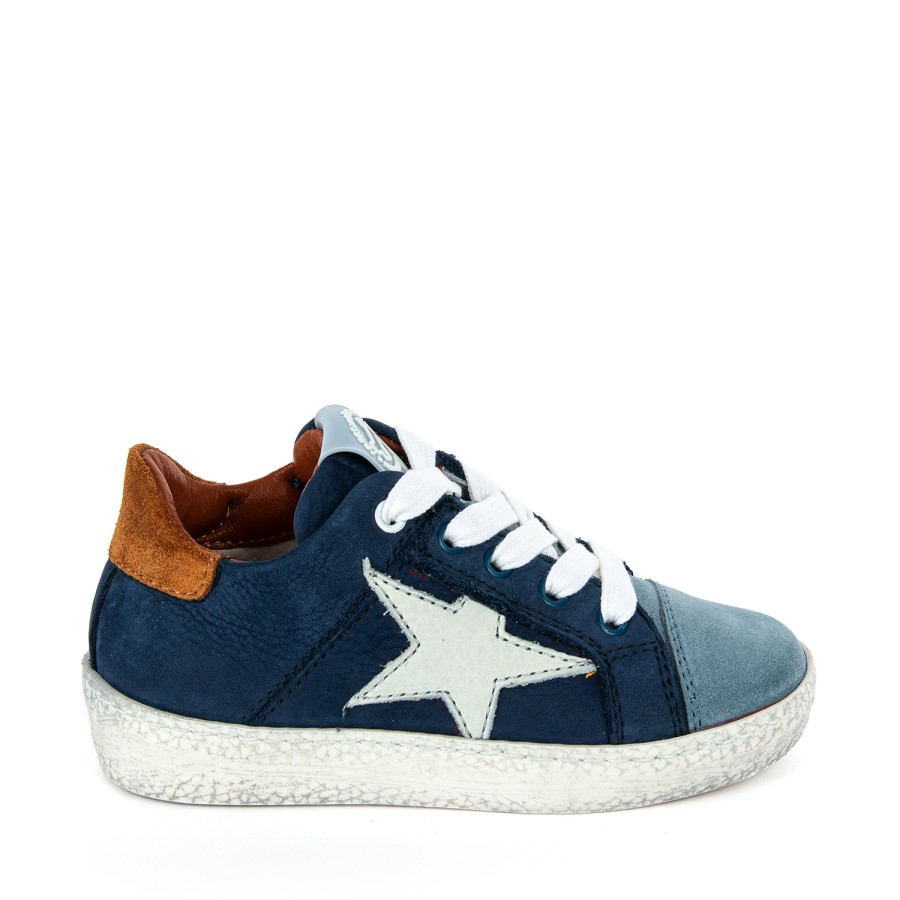 Boys STONES and BONES Mid Shoes | Nesti Crs - Calf Jeans + Steelblue - Stones And Bones