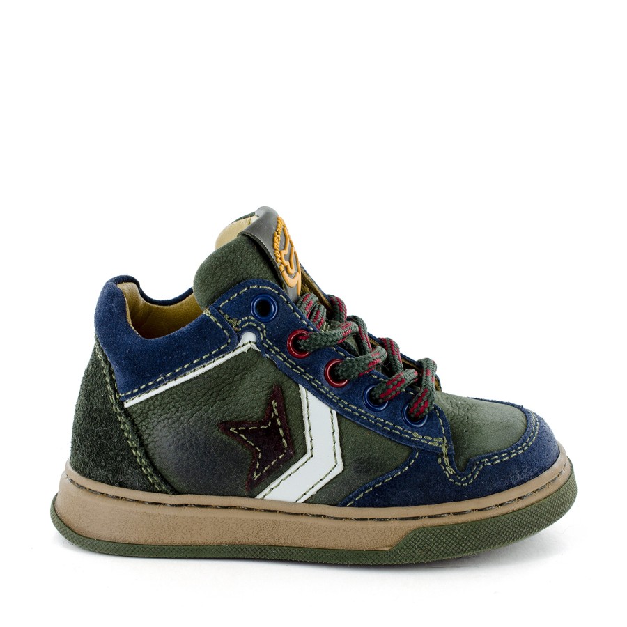 Boys STONES and BONES Mid Shoes | Dibo Nabuk Khaki + Navy - Stones And Bones