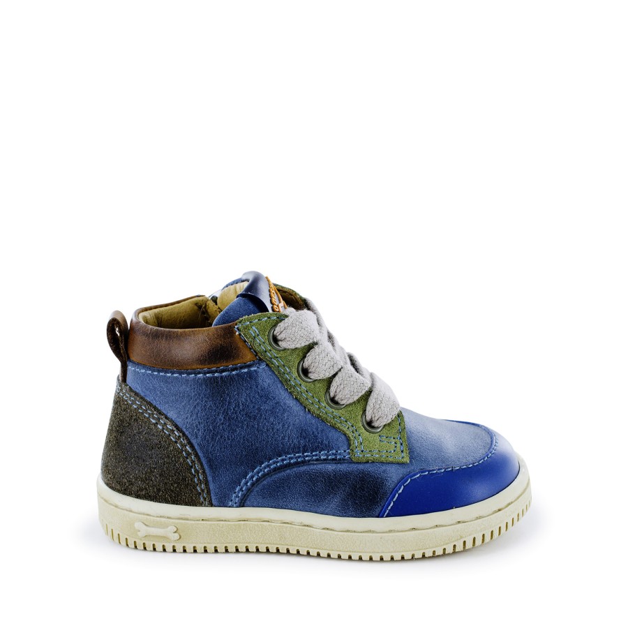 Boys STONES and BONES Mid Shoes | Nipo Calf Denim + Moss - Stones And Bones