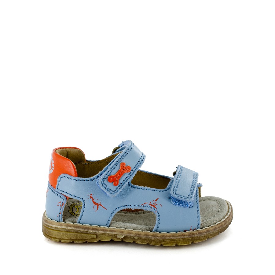 Boys STONES and BONES Sandals | Dent Calf Steelblue + Brick - Stones And Bones