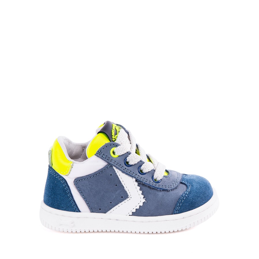 Girls STONES and BONES Low Shoes | Noes Crs - Calf Denim + Yellow Fluo - Stones And Bones