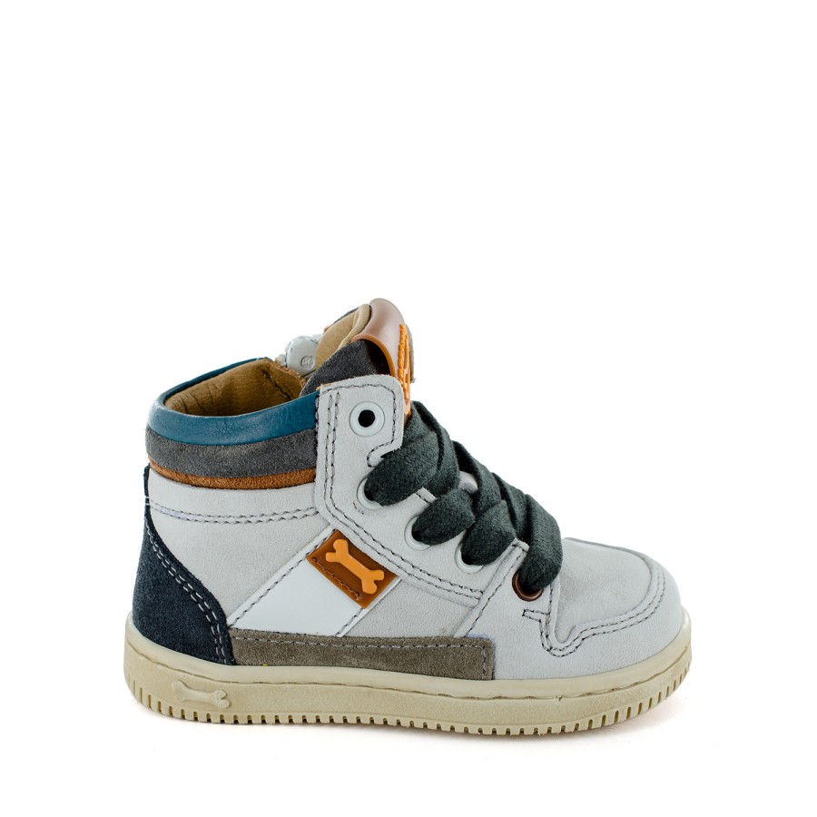 Girls STONES and BONES Mid Shoes | Neal Calf Off White + Smoke - Stones And Bones