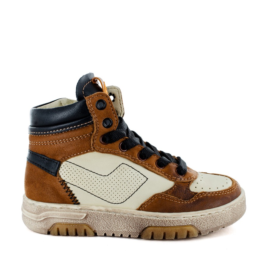 Boys STONES and BONES Mid Shoes | Ricet Calf Cuoio + Cream - Stones And Bones