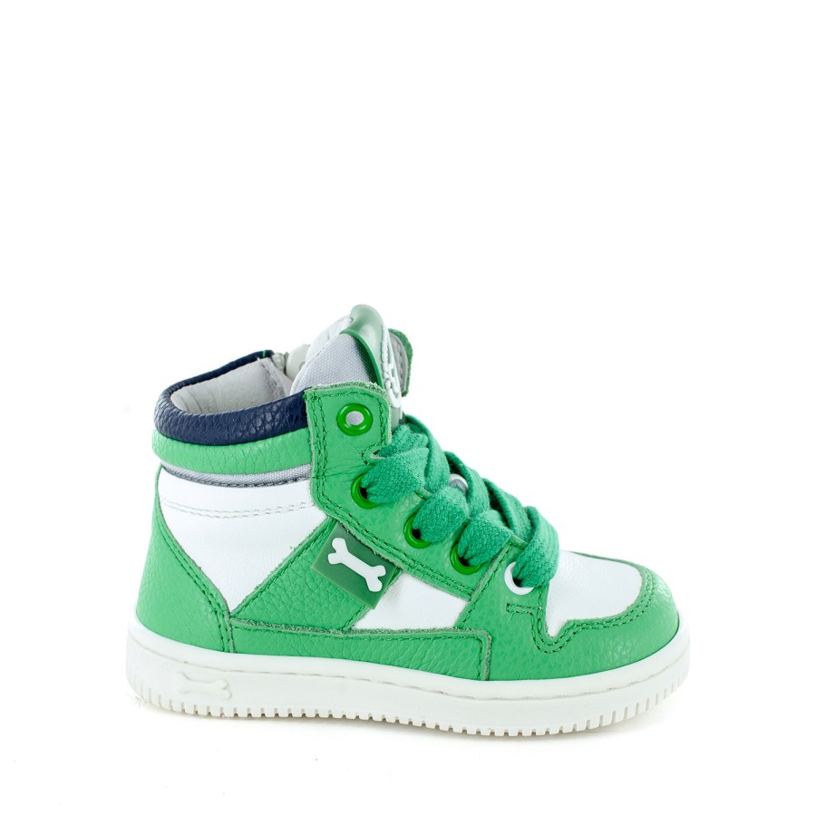 Boys STONES and BONES Mid Shoes | Neal Calf Green + White - Stones And Bones