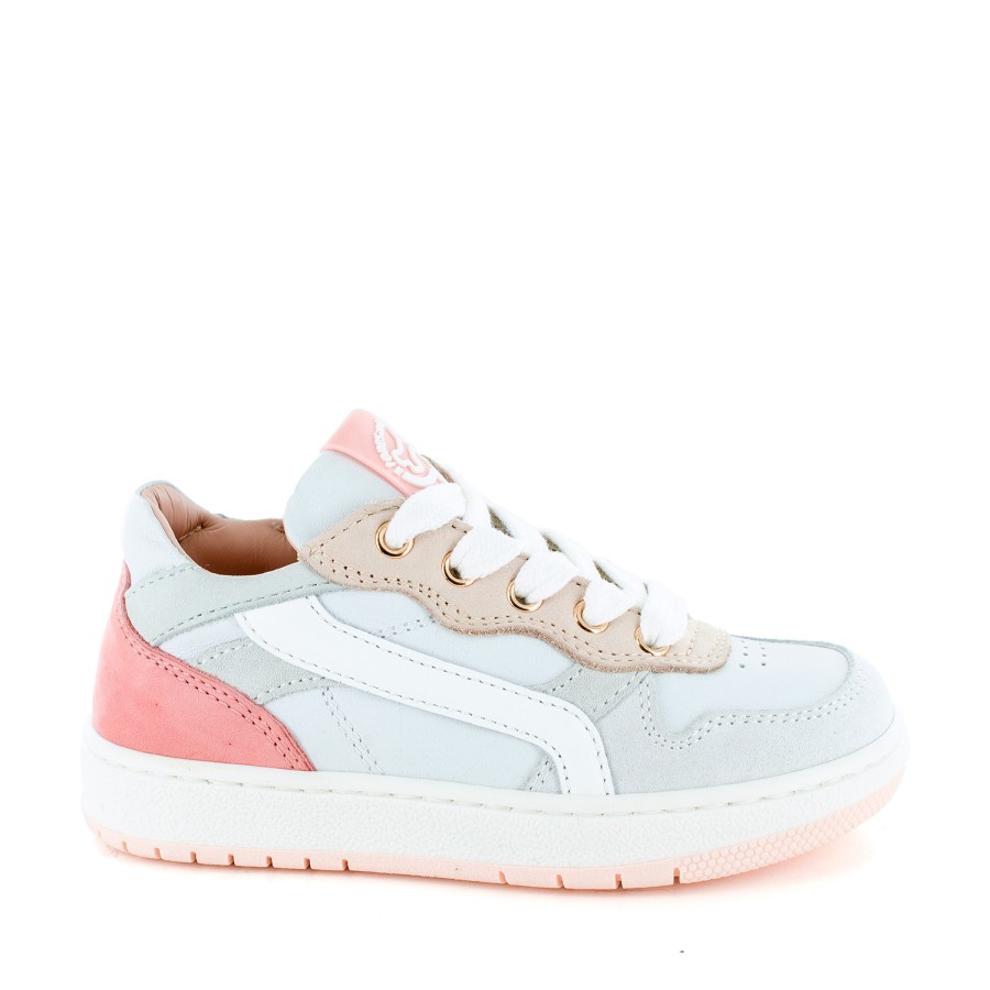 Girls STONES and BONES Low Shoes | Lesti Calf - Crs Off White + Salmon - Stones And Bones